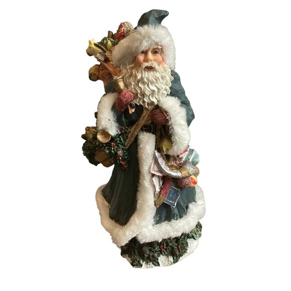 Vintage Santa Figurine Green Traditional Ole St. Nick Nicholas Christmas Country - Picture 1 of 7